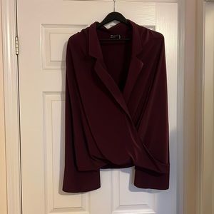 ASOS Design Curve - Size 18 Long Sleeve Wrap Blouse with Shoulder Pads